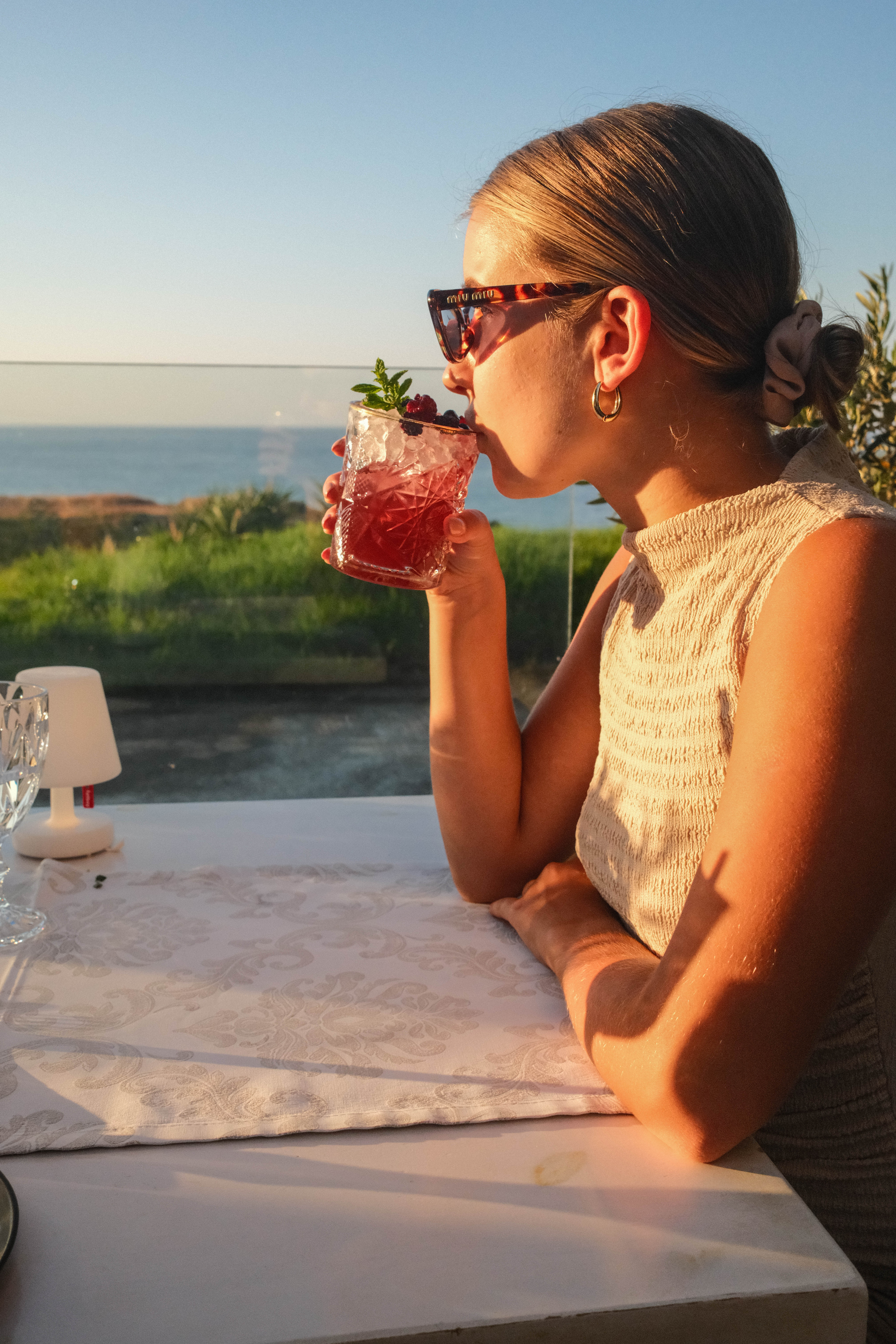 cocktail on sea view terrace chania